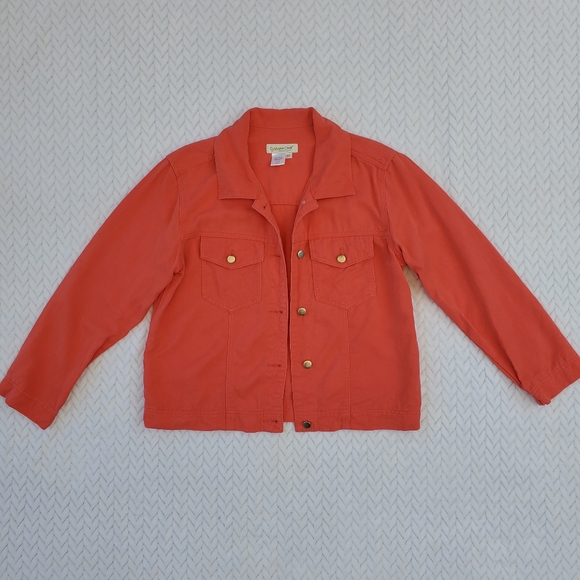 Coldwater Creek Coral Pink Tencel Button Down Jean Jacket Size XS - Picture 3 of 7